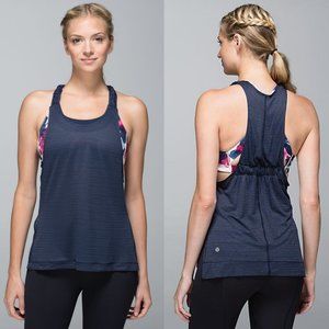 Lululemon Navy Mesh Stash It Tank w/ Floral Luxtreme Bra